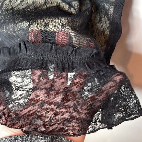 Express Black Sheer Lace Ruffle Peplum Pencil Skirt. Size Medium. - Picture 8 of 12